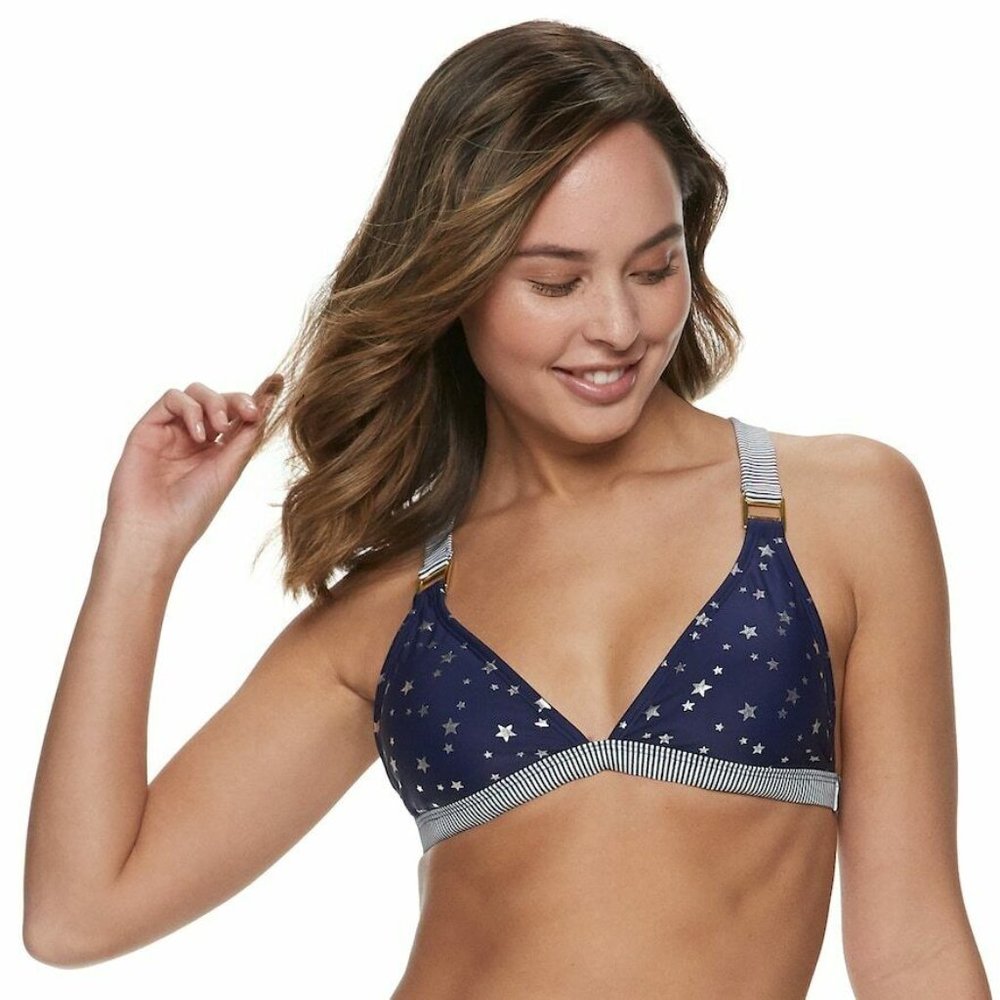 SO Star Racerback Triangle Bikini Top Navy Junior Size Large